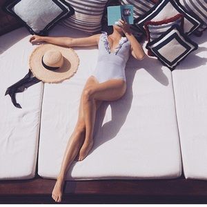 H&M one piece swimsuit ASO The Londoner striped